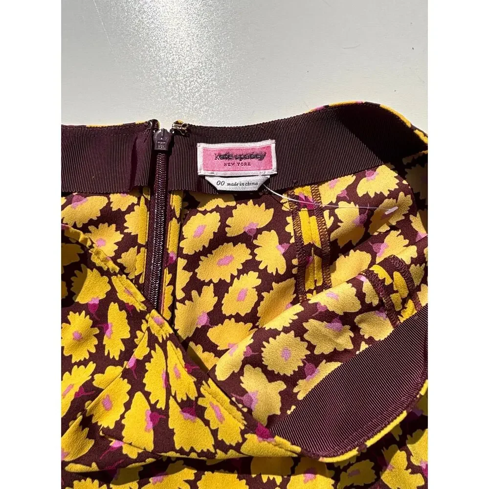 Kate Spade New York Sunny Bloom Daisy Yellow Floral Midi Skirt 00